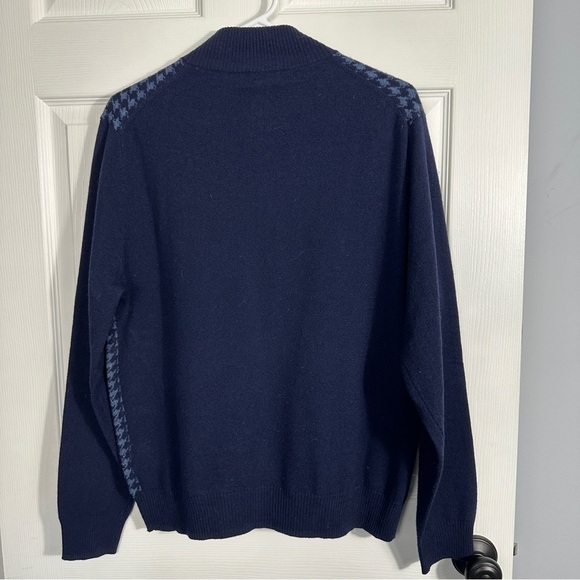 Brooks Brothers blue/navy 1/4 zip sweater, sz L, wool blend, eclectic grandpa - Picture 7 of 10